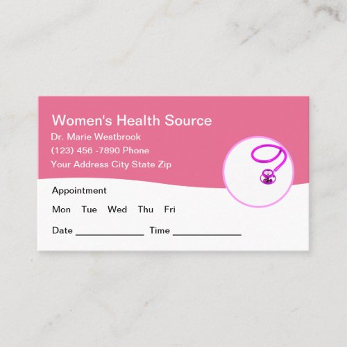 Womens Health Doctor Appointment Business Cards