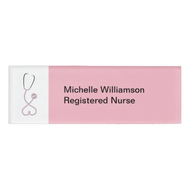 Women's Health Nurse Pink Stethoscope Design Name Tag