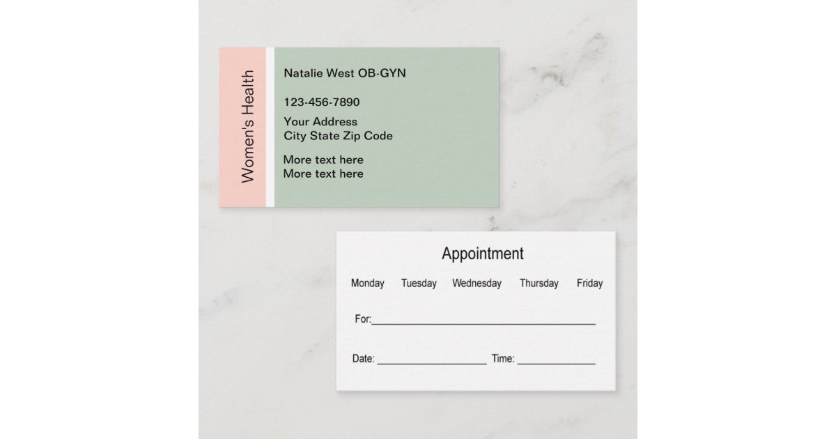 Women's Health OB-GYN Medical Business Card | Zazzle