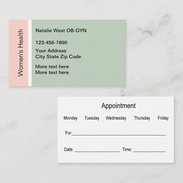 Women's Health OB-GYN Medical Business Card | Zazzle