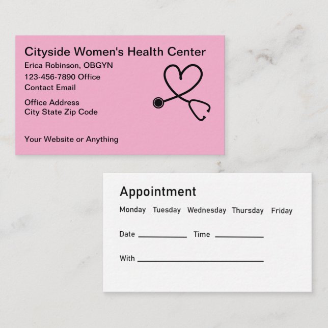 Women's Health OBGYN Appointment Cards (Front/Back)