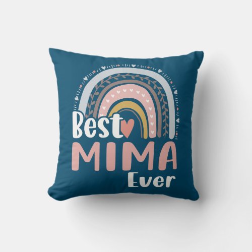 Womens Heart Boho Rainbow Best Mima Ever Mothers Throw Pillow