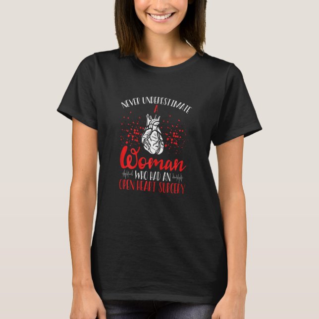 Womens Heart Bypass Heart Transplant Survivor Open T-Shirt (Front)