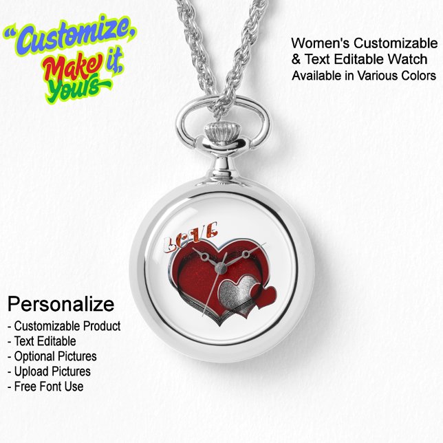 Womens Heart Magic Silver Necklace Watch  (Women's Heart Magic Silver Necklace Watch Featuring a White Face.)