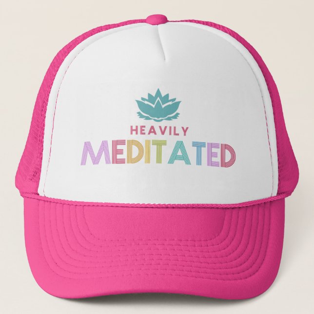 Women's Heavily Meditates Lotus Flower Yoga Trucker Hat (Front)