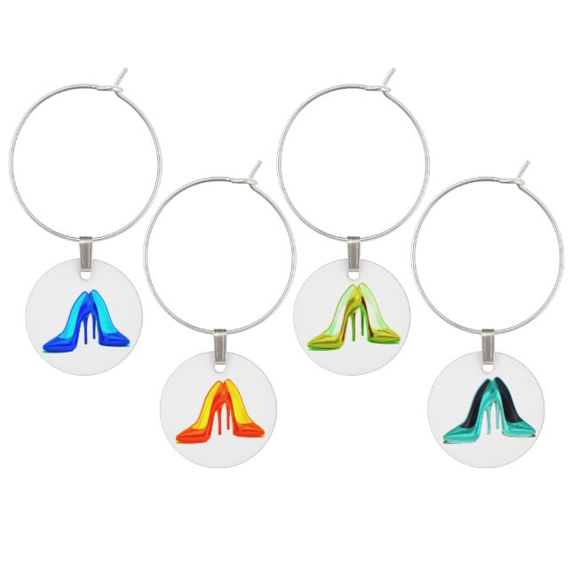 Women's Heels Wine Glass Charms, Set 1 Wine Charm (Staggered)