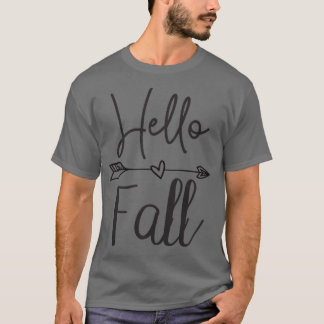 Womens Hello Fall Cute Autumn Tee For Women, Mom A