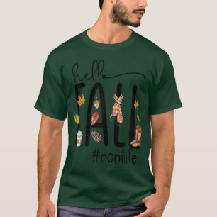 Womens Hello fall Noni Life Cute halloween Autumn T-Shirt