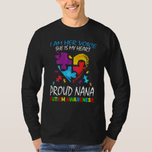 Womens Her Voice My Heart Proud Nana Autism Awaren T-Shirt