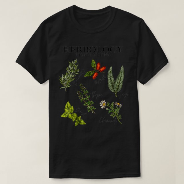 Womens Herbology the art of herbs, Thyme, Rosemary T-Shirt (Design Front)