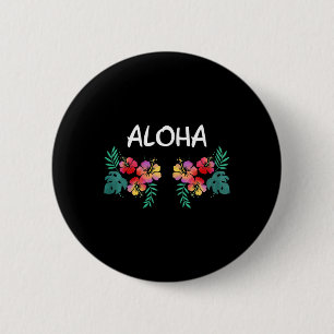 Womens Hibiscus Flowers Breast Hawaiian Aloha Hawa Button