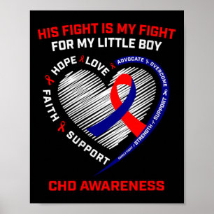 Womens His Fight Little Boy Son Chd Awareness Hear Poster