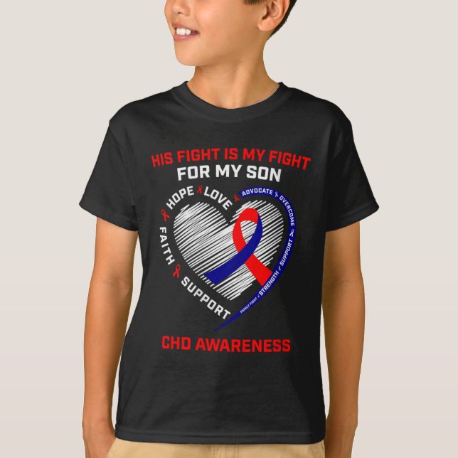 Womens His Fight Son Chd Awareness Heart Disease G T-Shirt (Front)