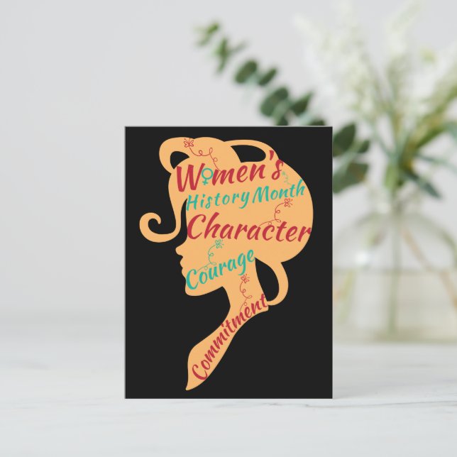 WOMEN'S HISTORY MONTH CHARACTER COURAGE COMMITMENT POSTCARD (Standing Front)