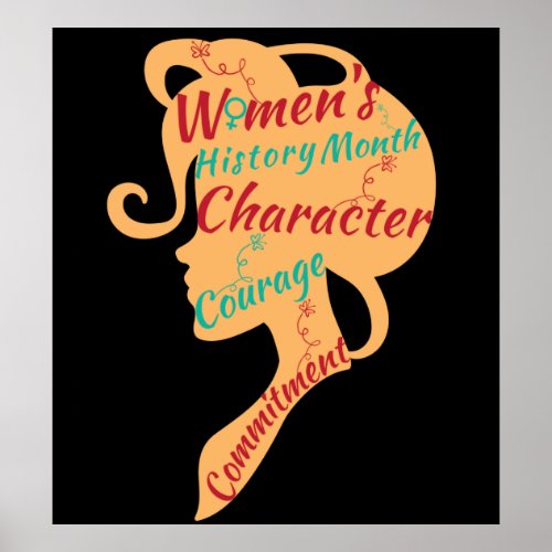 WOMENS HISTORY MONTH CHARACTER COURAGE COMMITMENT POSTER