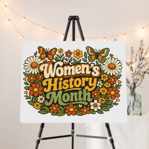 Women's History Month Retro 70s Floral Groovy Typo Foam Board