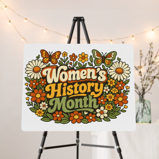 Women's History Month Retro 70s Floral Groovy Typo Foam Board