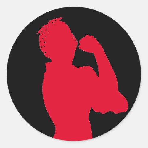 Womens History Month Rosie Riveter RedBlack Classic Round Sticker
