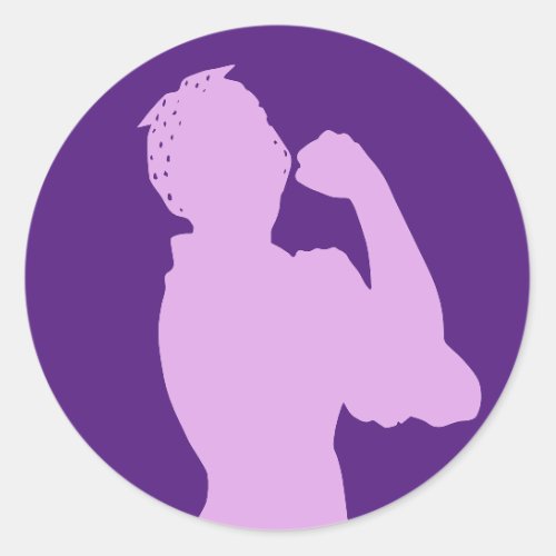 Womens History Month Rosie the Riveter Purple Classic Round Sticker