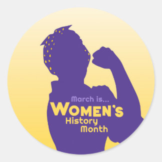 Women's History Month with Rosie in Purple & Gold Classic Round Sticker