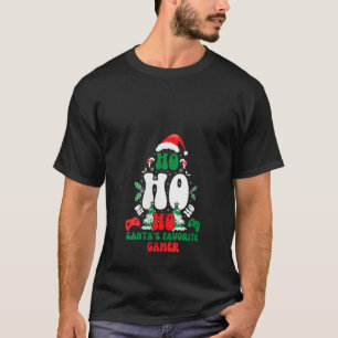 Womens Ho Ho Ho Santa s Favorite Gamer Funny Retro T-Shirt
