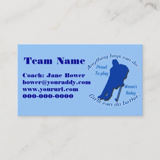 Customizable Women's Hockey Business Card