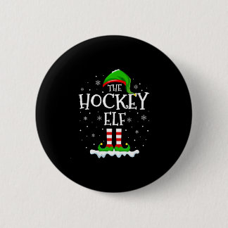 Womens hockey elf squad xmas family matching group button