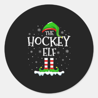 Womens hockey elf squad xmas family matching group classic round sticker