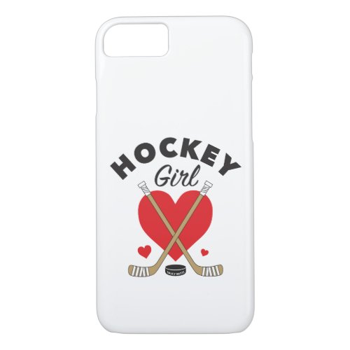 Womens Hockey Girl Girls Love Heart Hockey Sticks iPhone 87 Case