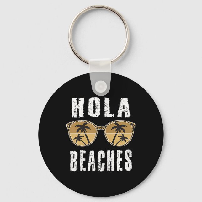 Womens Hola Funny Pineapple Beach Summer Vacation  Keychain (Front)
