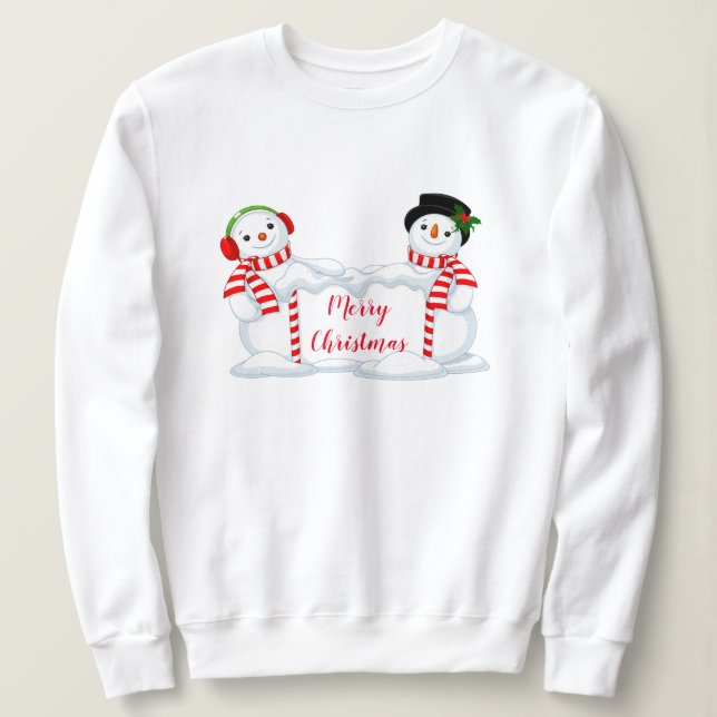 Womens Holiday Sweatshirt-Snowman Sweatshirt (Design Front)