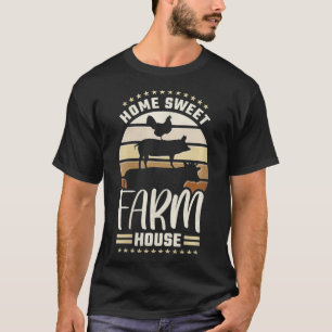 Womens Home Sweet Farm House, Farm Animal VNeck  T-Shirt