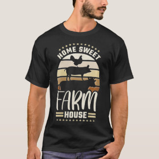 Womens Home Sweet Farm House, Farm Animal VNeck  T-Shirt