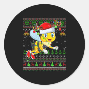 Womens Honey Bees Ugly Christmas Sweaters Holiday Classic Round Sticker