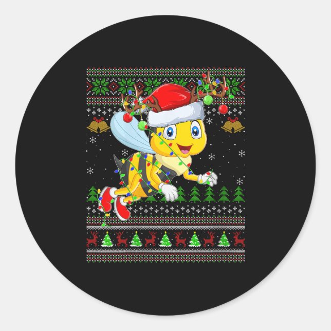 Womens Honey Bees Ugly Christmas Sweaters Holiday  Classic Round Sticker (Front)
