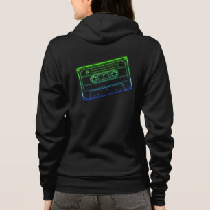 Women's Hoodie Neon Green/Dark Blue Audio Cassette