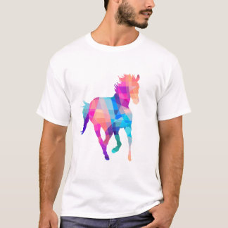 Womens Horse Geometric Colorful Equestrian Graphic T-Shirt