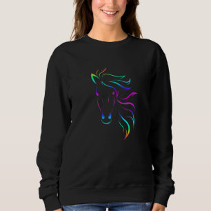 Womens Horse Horseback Riding Equestrian Colorful Sweatshirt