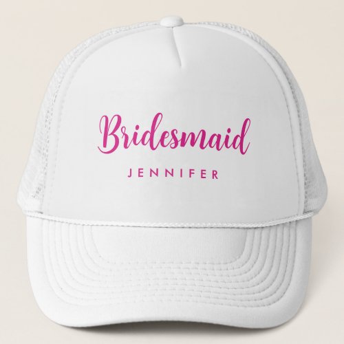 Womens Hot Pink Bachelorette Bridesmaid Name Trucker Hat