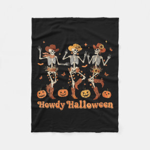 Womens Howdy Halloween Cowboy Cowgirl Skeleton Dan Fleece Blanket