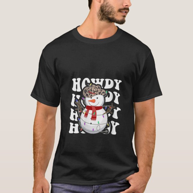 Womens Howdy Santa Claus Retro Groovy Cowboy Weste T-Shirt (Front)