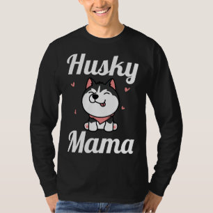 Womens Husky Mama Cute Siberian Husky Mom Dog Pu T-Shirt