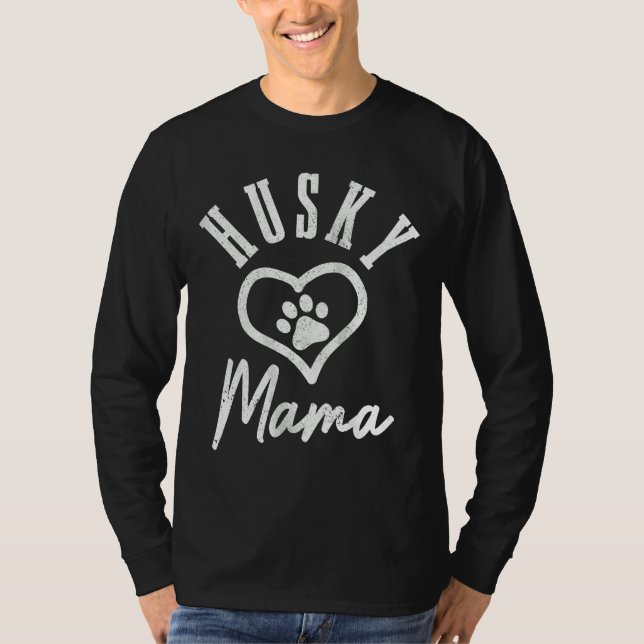 Womens Husky Mama Heart Paw Dog Siberian Husky Mom T-Shirt (Front)