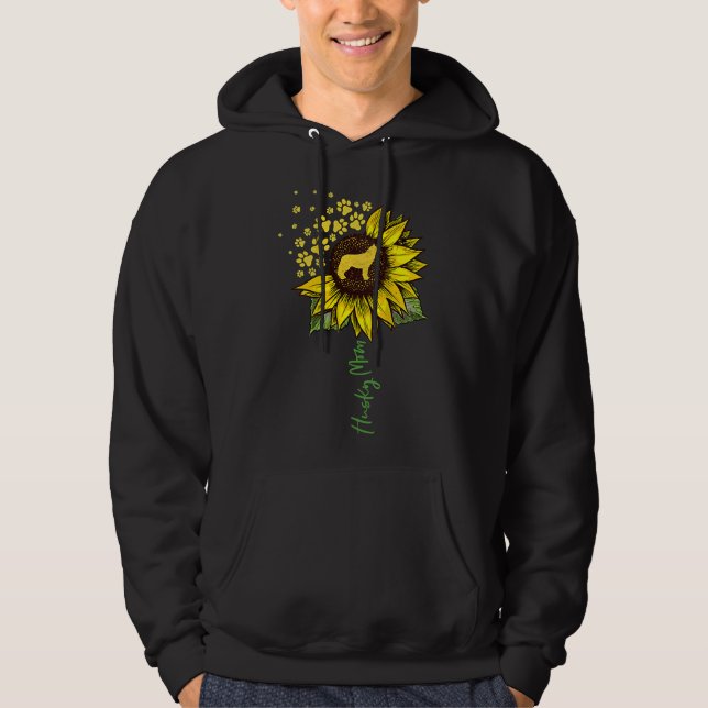 Womens Husky Mom Sunflower Siberian Husky   Dog Mo Hoodie (Front)