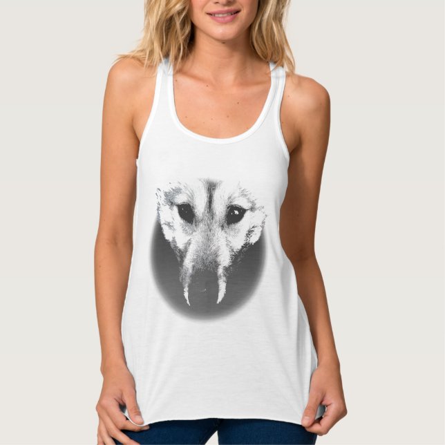 Women's Husky Pup Tank Top Shirt Wolf Pup Shirt (Front)