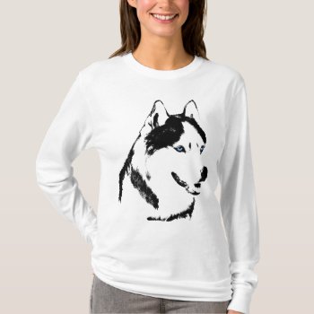 Women's Husky Shirt Sled Dog Shirts by artist_kim_hunter at Zazzle