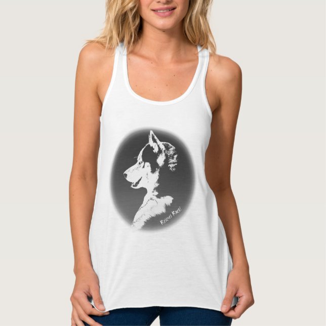 Women's Husky Tank Top Shirt Sled Dog Lady's Shirt (Front)