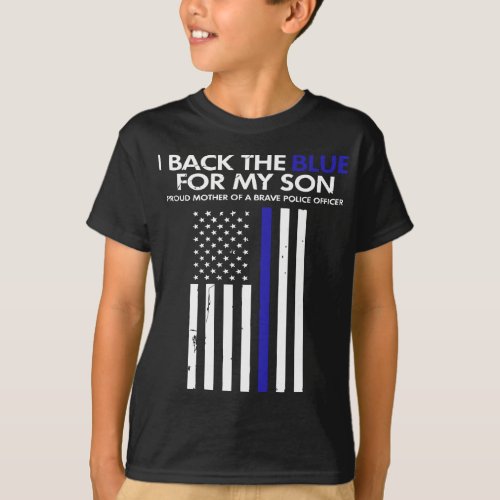 Womens I Back The Blue For My Son Thin Blue Line P T_Shirt