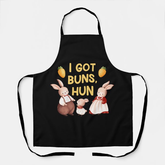 Womens I Got Buns Hun,Bunny Mom,Bunny Dad,Bunny Lo Apron (Front)