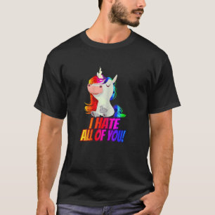 Womens I Hate All Of You Middle Finger Rainbow Un T-Shirt